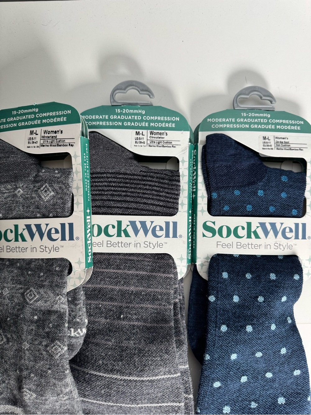 NEW Sockwell 15-20 mmHg Compression Socks M/L Women's Merino Wool Bamboo- 3 Sets - Picture 2 of 3